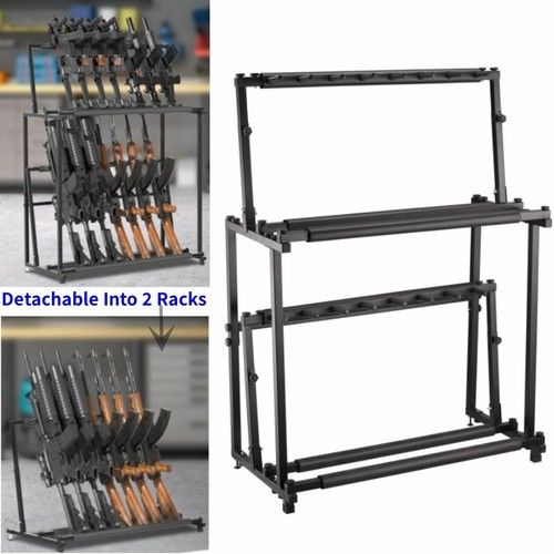 14-Slot Gun Rack Indoor Metal Gun Rack Vertical Rifle Rack Guitar Stand UK Stock