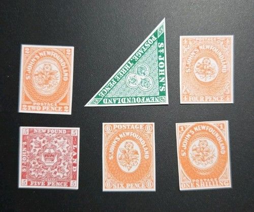 Newfoundland #11-15 1860 Early Imperforate Replica Stamp Place Holder Set Canada