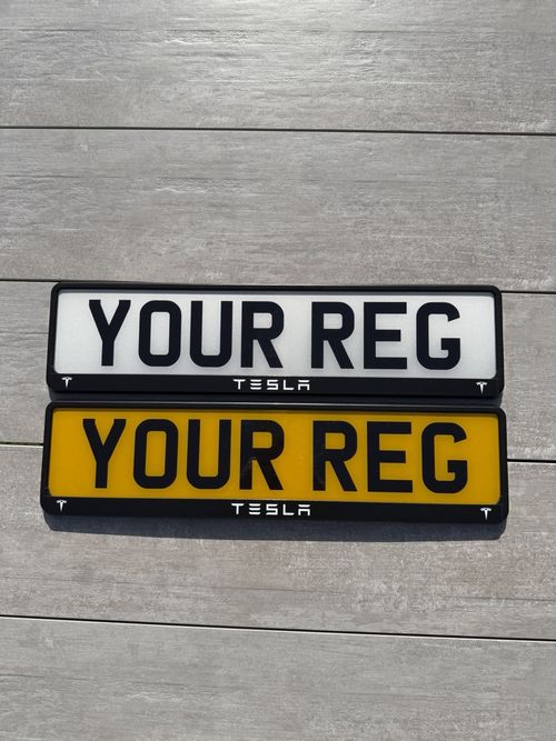 Tesla Number Plate Frames X2 Black Fits All Tesla Models UK Road legal — image 1