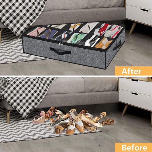Under Bed Shoe Storage Organiser for 24 Pairs Clear Foldable Shoe Boxes Set of 2 — image 11