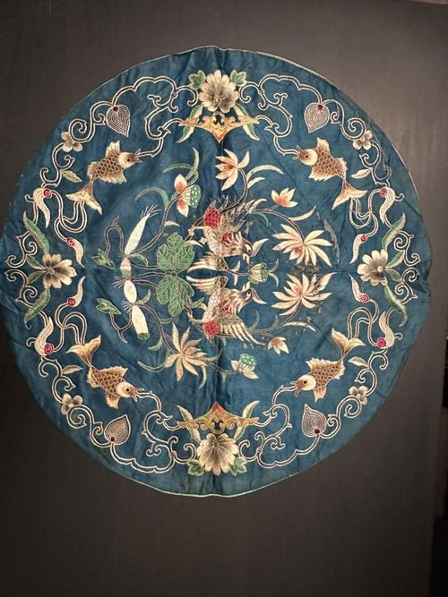 Antique 19th Century Qing Dynasty Chinese Embroidered Silk panel — image 4