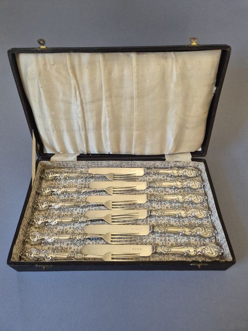 Victorian Silver Plated Cutlery Set, Ornate Rococo , Original Presentation Box — image 11