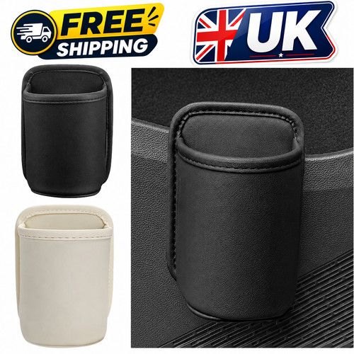 Universal Clip-on PU Leather Cup Holder For Car Doors, Seat Backs Black