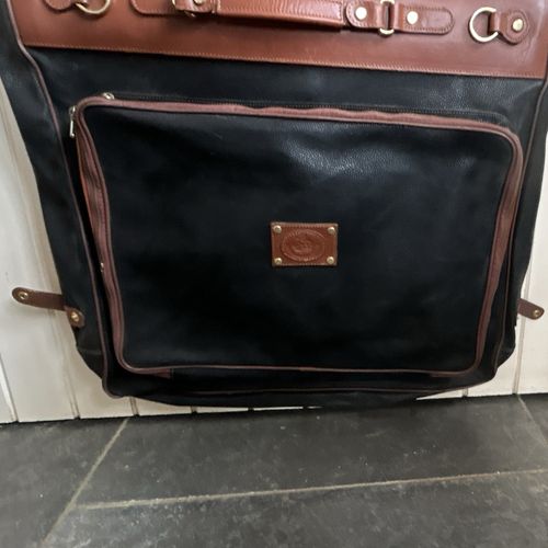 Vintage Leather Garment Bag Suit Carrier Black/Brown — image 2