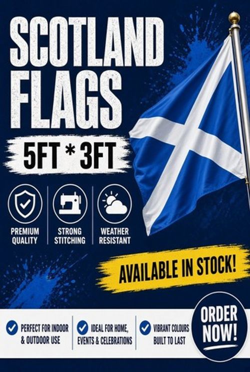 Scotland Flag 5x3 FT Scottish Saltire St Andrew's Cross Polyester Brass Eyelets