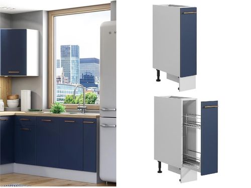 Kitchen Cabinet Pull Out Storage Basket 200mm Navy Blue Door Base Cupboard Nora — image 1
