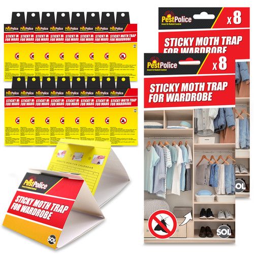 8-24pk Sticky Moth Traps Hanging Pheromone Clothes Wardrobe Pantry Pest Killer