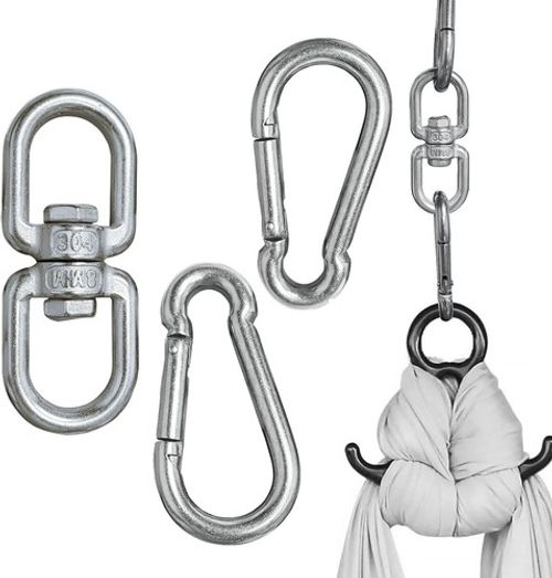 QQdou Swing Swivel, Heavy Duty Double Ended Swivel Eye Hook with 2 Silver