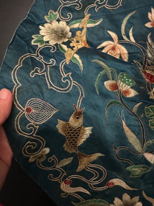 Antique 19th Century Qing Dynasty Chinese Embroidered Silk panel — image 6