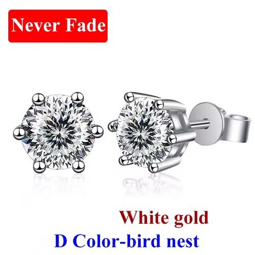 0.5-2ct Colorful Moissanite Stud Earrings S925 Silver Sparkling Earrings Jewelry