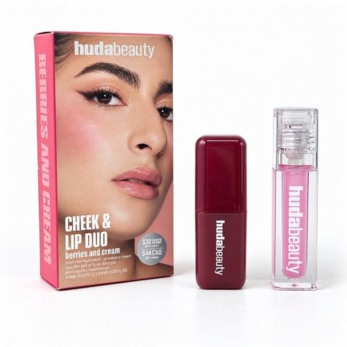 Huda Beauty Cheek & Lip Duo Berries & Cream Strawberry Cream Juicy Goji Gift Set