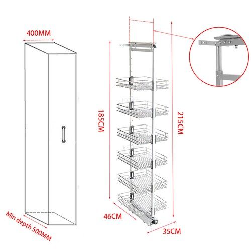 Wire Basket Kitchen Cabinet Base Unit Slide Out Larder Cupboard Soft Close