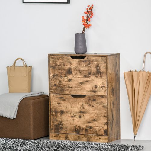2 Drawer Shoe Cabinet Industrial Shoe Cupboard Flip Doors for Hallway — image 2