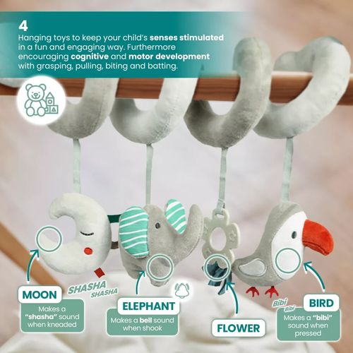 Newborn Grey Activity Spiral Stroller Car Seat Hanging Rattles Teether Toy 0-12m — image 6