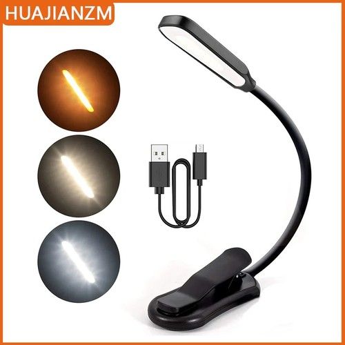 7 LED Book Light - USB Rechargeable, 3-Level Adjustable Clip-on Reading Lamp