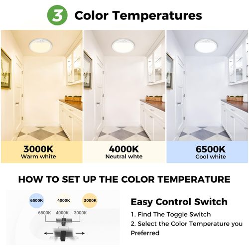 zemty Motion Sensor Ceiling Light, 7in 1 Pack 7in, Cool/Natural/Warm Light  — image 4
