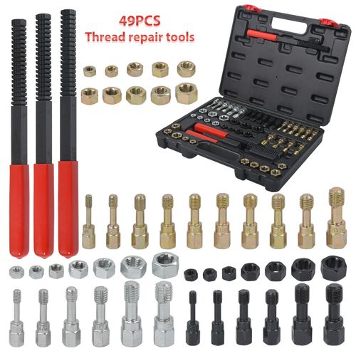 49PC Thread Repair Chaser Kit UNC UNF Metric Thread Restorer Tap and Die Tool — image 10