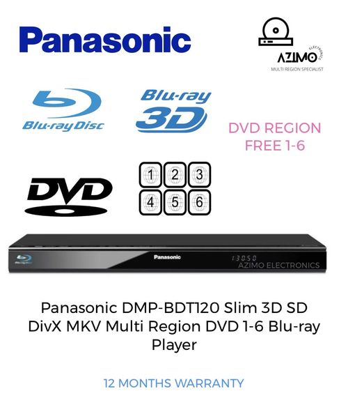 Panasonic DMP-BDT120 3D Multi Region DVD 1-6 SD card MKV Blu-ray Player RR — image 1