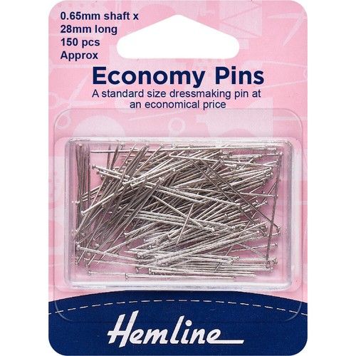 Hemline Economy Dressmaking Sewing Pins 0.65mm x 28mm Nickel 150 craft pins