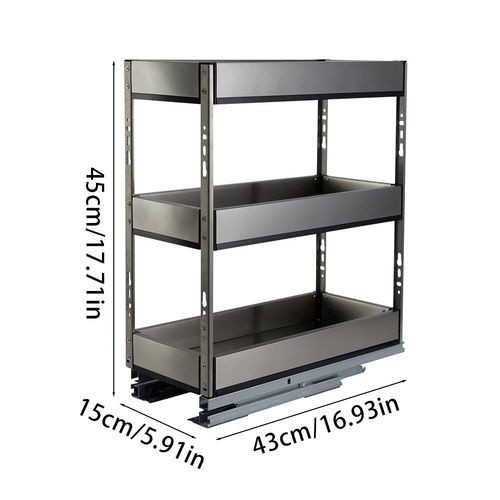 150-250mm Pull Out Steel Basket Kitchen Cabinet Cupboard Larder Organizer Drawer — image 1