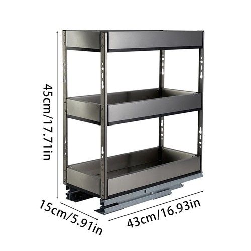 150-250mm Pull Out Steel Basket Kitchen Cabinet Cupboard Larder Organizer Drawer