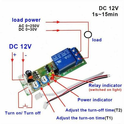 Relay Module Switch Trigger Time Delay Circuit Timer Cycle Adjustable DC 12V
