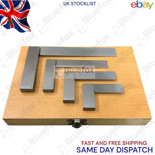 🔧 BLUEFOX 4-Piece Engineer's Square Set – 2", 3", 4" & 6" | Precision Ground |