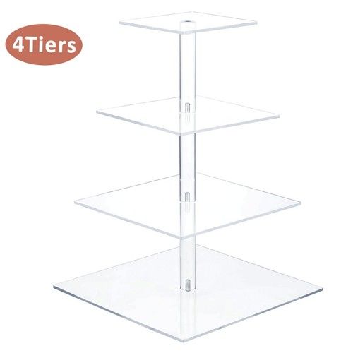4 Tier Square Cupcake Stand Wedding Birthday Party Acrylic Easter Cake Display