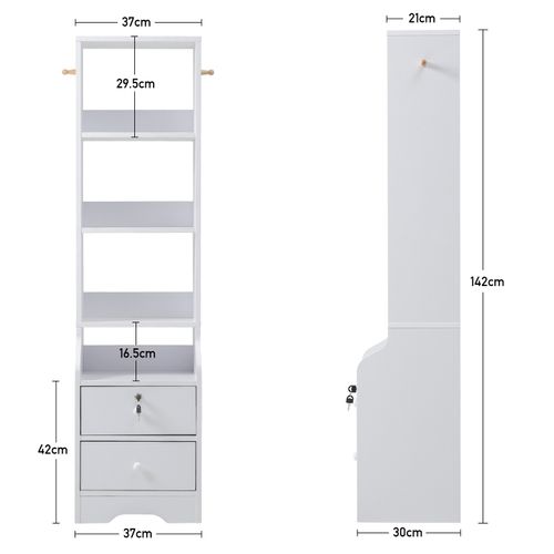 3/4/5 Tier White MDF Freestanding Bookcase/Bookshelf Storage Unit Shelf 2 Drawer — image 1