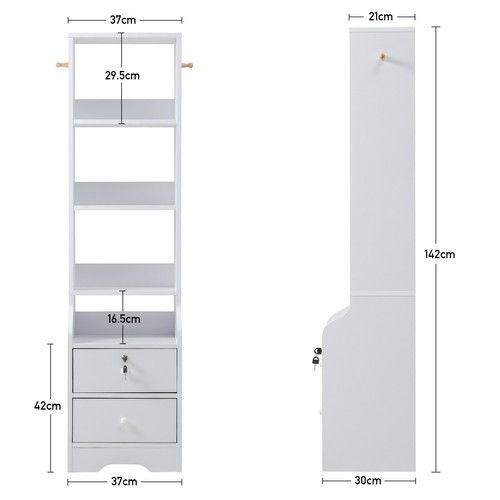 3/4/5 Tier White MDF Freestanding Bookcase/Bookshelf Storage Unit Shelf 2 Drawer
