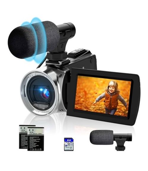 Digital YouTuber Vlogging Video Camera 4K 48MP Camcorder With Flip Screen & Card