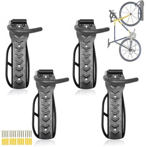 4x Bike Wall Mount Storage Rack Hooks Bicycle Hanger Garage Steel Holder UK