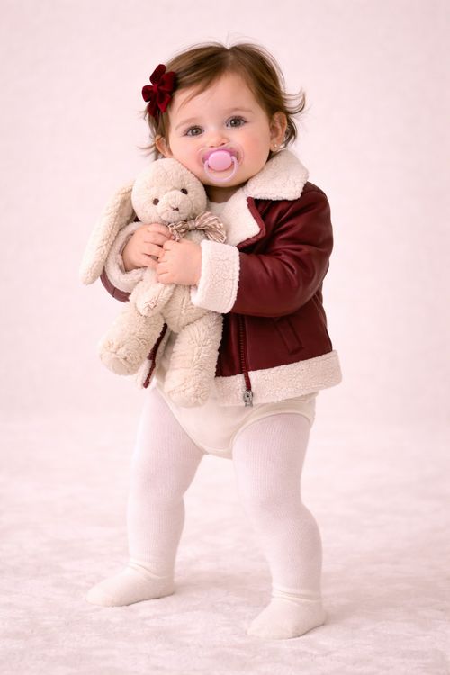 Jacket Baby Girl 6–9M Red Faux Leather Sherpa Lined Winter Coat — image 2