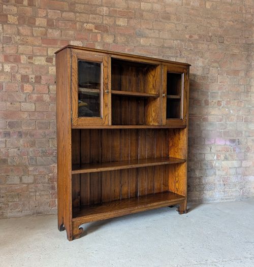 Antique Arts & Crafts Oak Open Bookcase — image 1