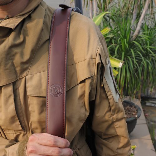 TOURBON Hunting Rifle Sling Adjustable Gun Leather Shoulder Strap Brown Shooting — image 13