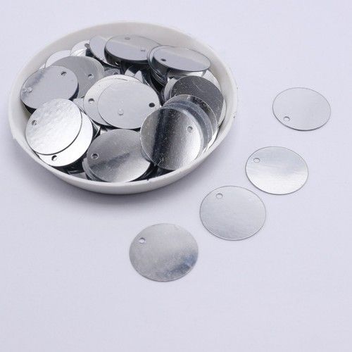550 Silver 15mm Flat Round Loose sequins Paillettes Top Edge Hole Sewing Wedding