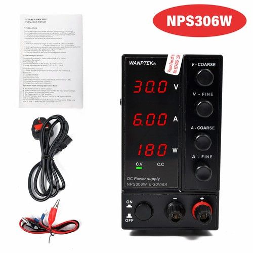 Adjustable DC Bench Power Supply 30V 10A/6A Digital LED Precision Lab Variable