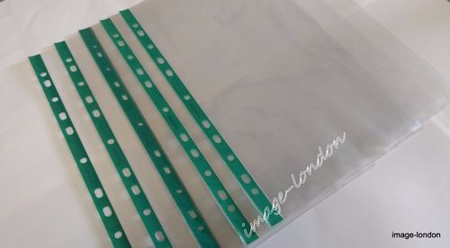 100 A4 Glass Clear Poly Strong HEAVY DUTY Punched Pocket Filing Wallets  — image 5