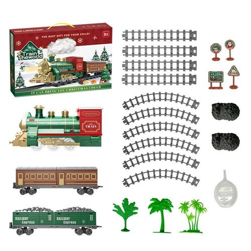 Luxury Electric Christmas Train Tracks Set Lights Sound Kids Toy Gift Tree Decor