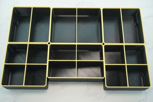 Dewalt ToughSystem 2.0 Compatible 3 Drawer Organiser Bins – PETG Black & Yellow