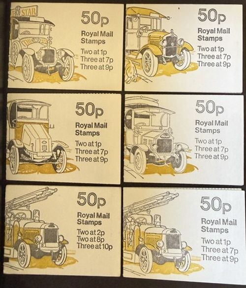GB QEII Stamp Booklets 1978-79, 6 vehicle 50p booklets, very fine, SG RRP £18