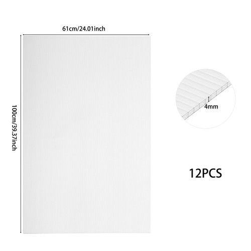 12pcs Clear Polycarbonate Sheet Greenhouse Cover Replacem Panels 60/100*61cm