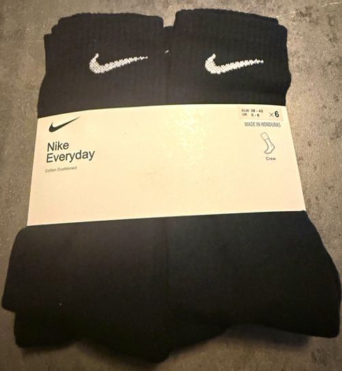 Nike Men’s Everyday Cotton Cushioned Crew Socks Black Size M Logo 6PK