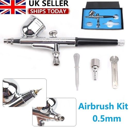 0.5mm DUAL ACTION Gravity Feed AIRBRUSH SPRAY GUN KIT ART PAINTING AIR BRUSH