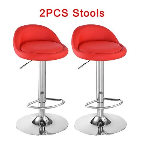 2x Bar Stools Gas Lift Swivel Stools Hub Club Cafe Breakfast Chairs Faux Leather