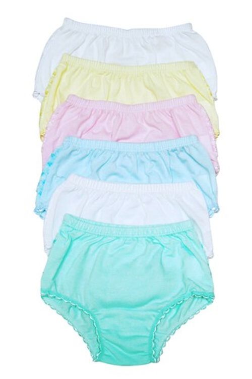 6 Ruffle Girls Panties Kids Preteen Toddler Underwear Solid Cotton Size 4-6 109