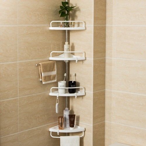 4 Tier Telescopic Bathroom Wall Corner Shelf Rack Shower Caddy Storage Organizer