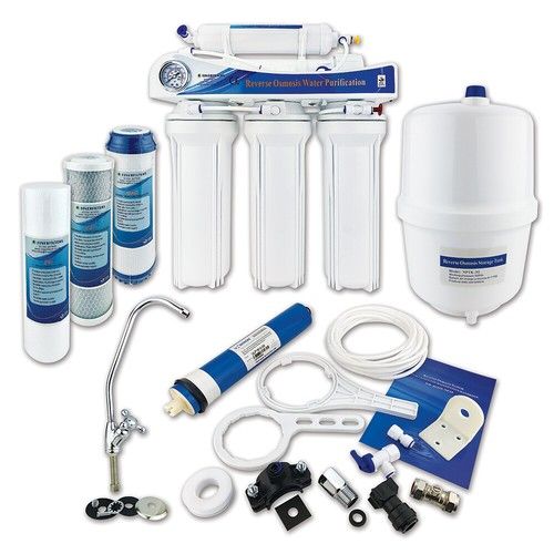 Reverse Osmosis Water Filter System 50 GPD 5 Stage Unpumped for Residential Use