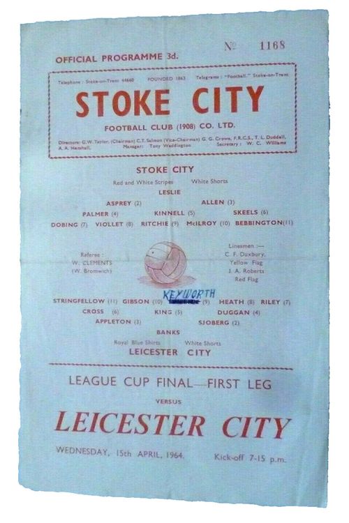 1964 League Cup Final  Stoke City v Leicester City 1st Leg 15th April — image 1
