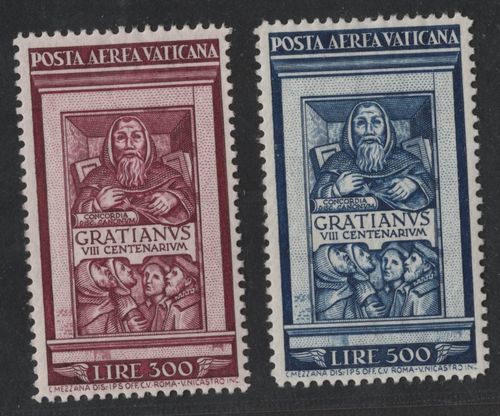 VATICAN 1951 AIR MAIL SCOTT #C20-C21 MINT LIGHTLY HINGED VERY FINE — image 1